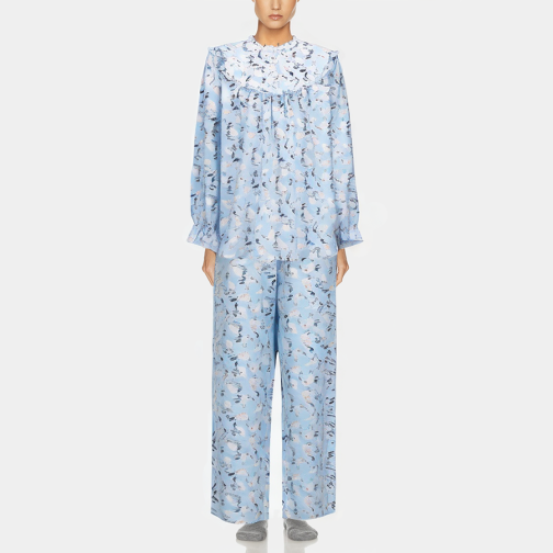 Blue printed loose women's pajamas set