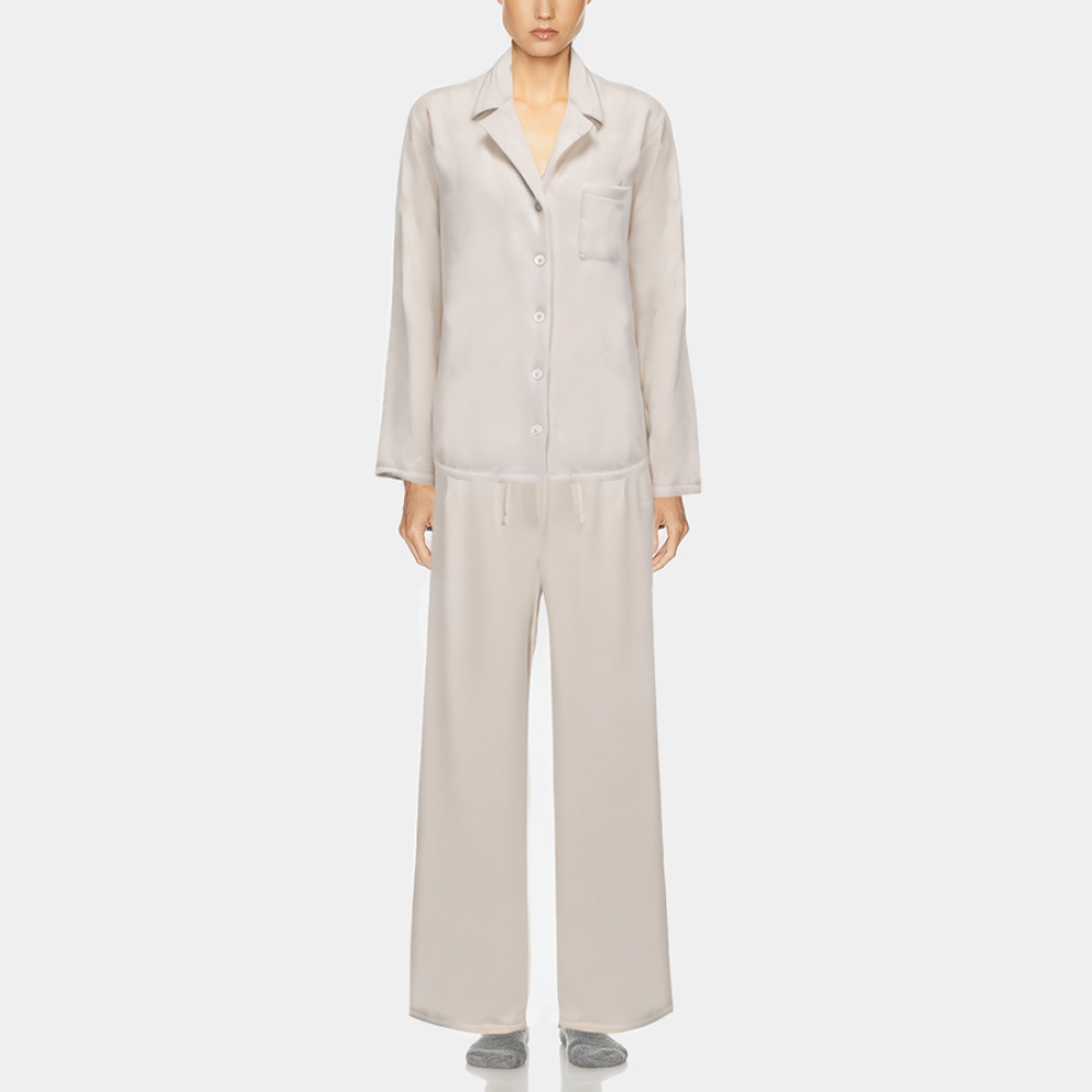 Beige simple breathable women's pajamas set