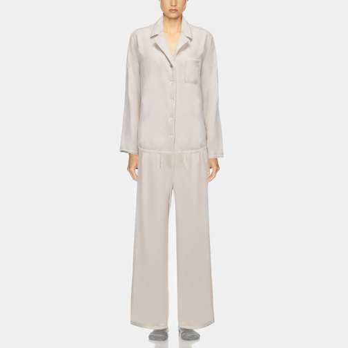 Beige simple breathable women's pajamas set