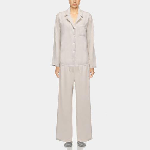 Beige simple breathable women's pajamas set