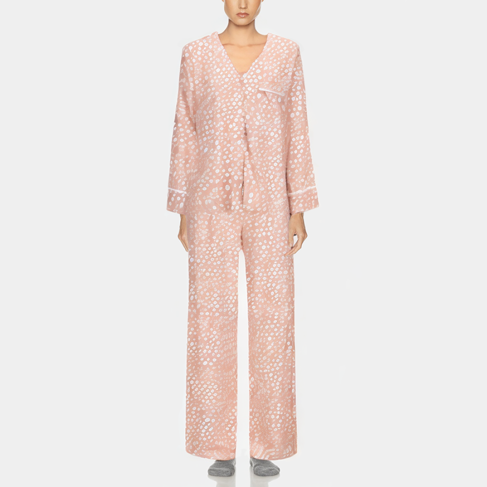 Fashionable breathable long women's pajamas set