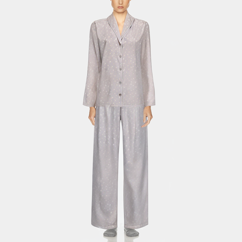 Gray simple print women's pajama set
