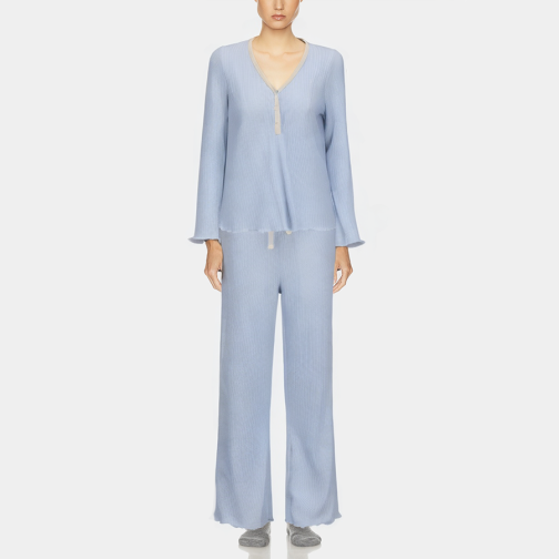 Autumn waffle knit women's pajama set