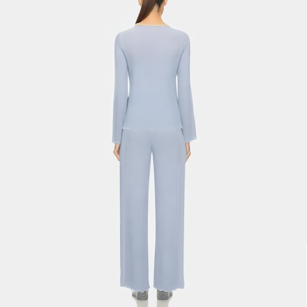 Autumn waffle knit women's pajama set