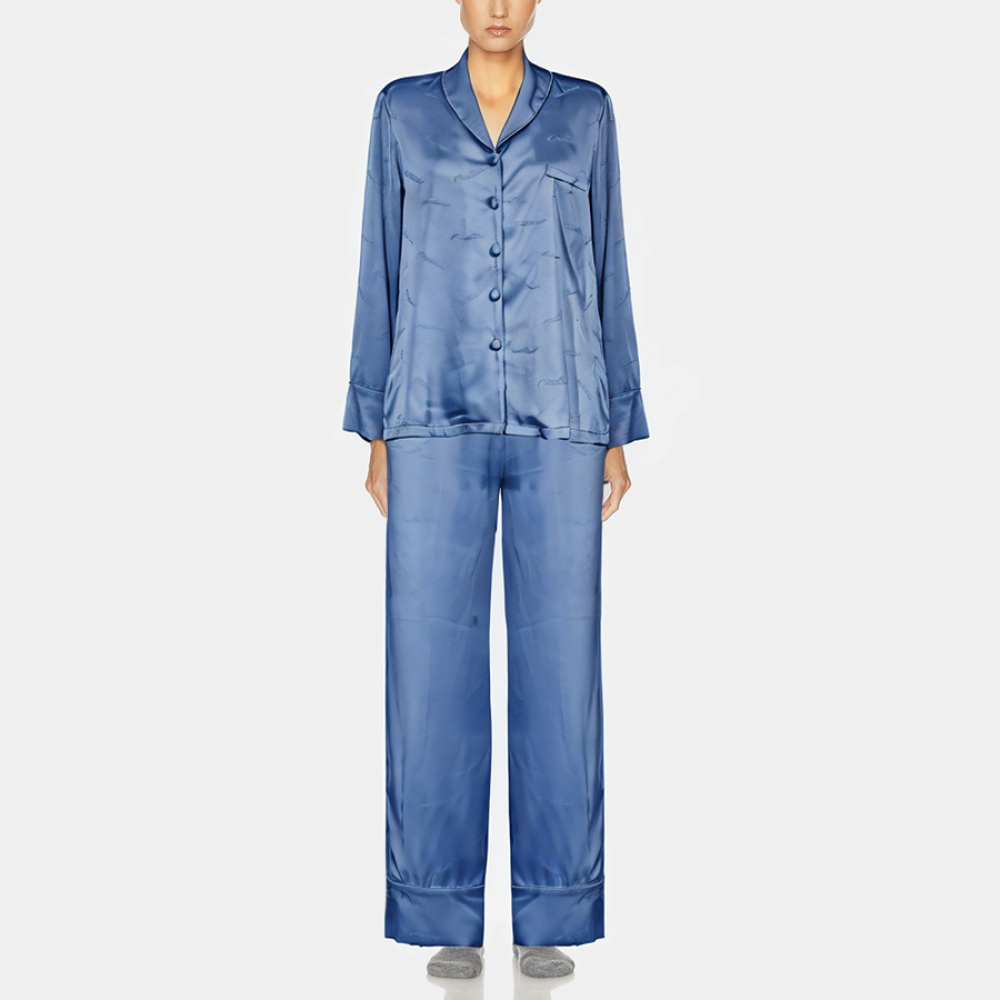 Women's light jacquard satin pajama set