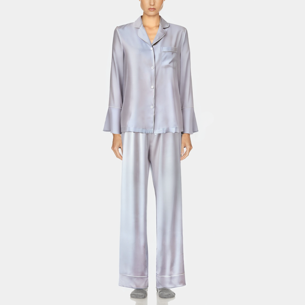Light purple satin breathable women's pajamas set