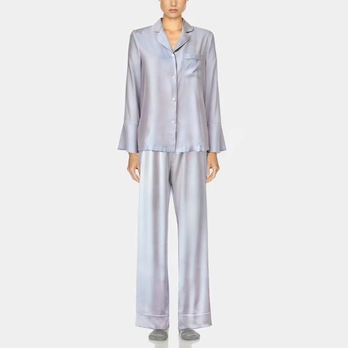 Light purple satin breathable women's pajamas set