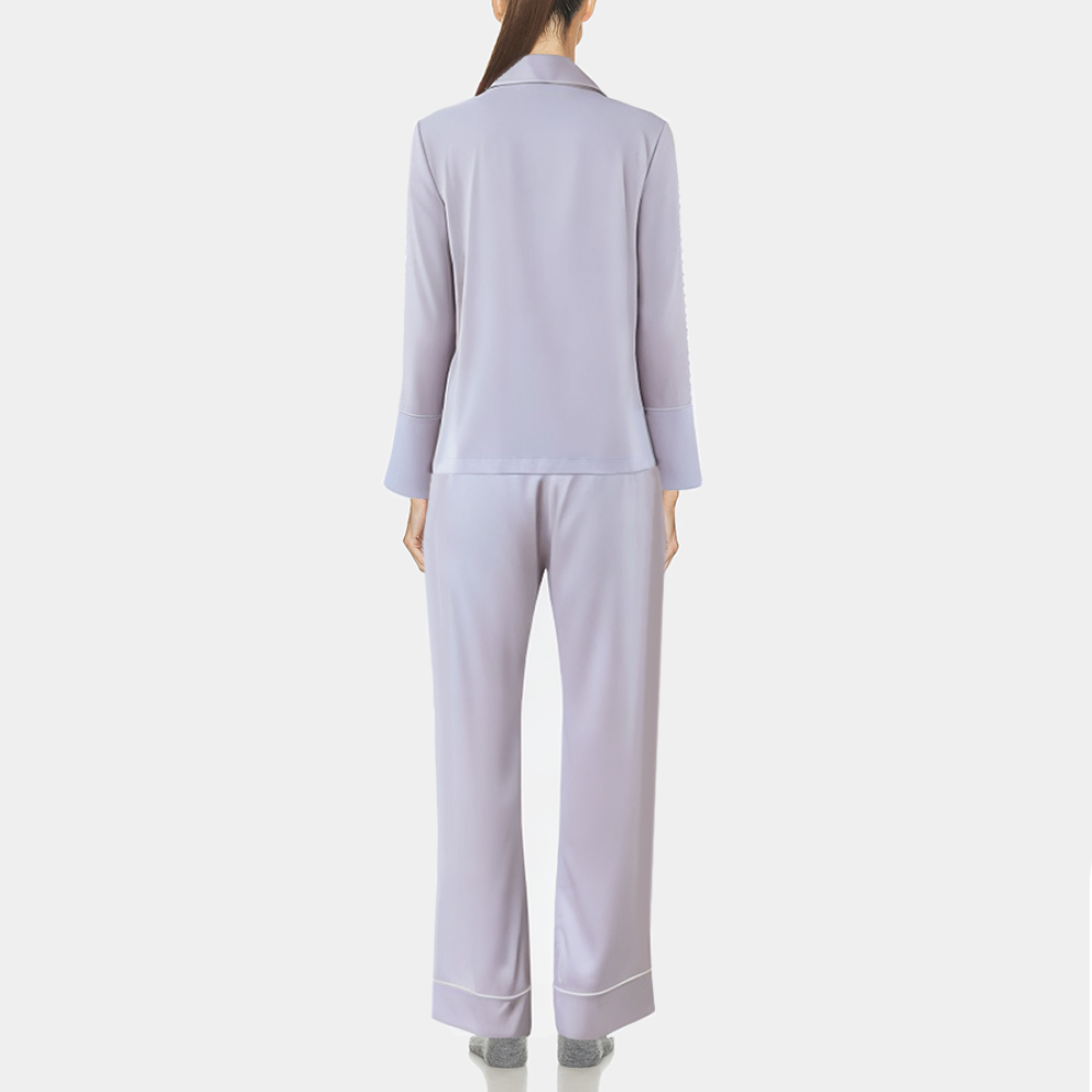 Light purple satin breathable women's pajamas set