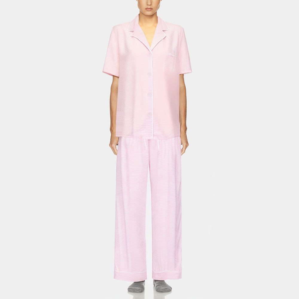 Striped print casual women's pajama set