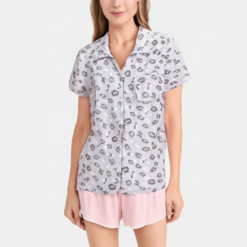Printed casual women's short-sleeved pajamas