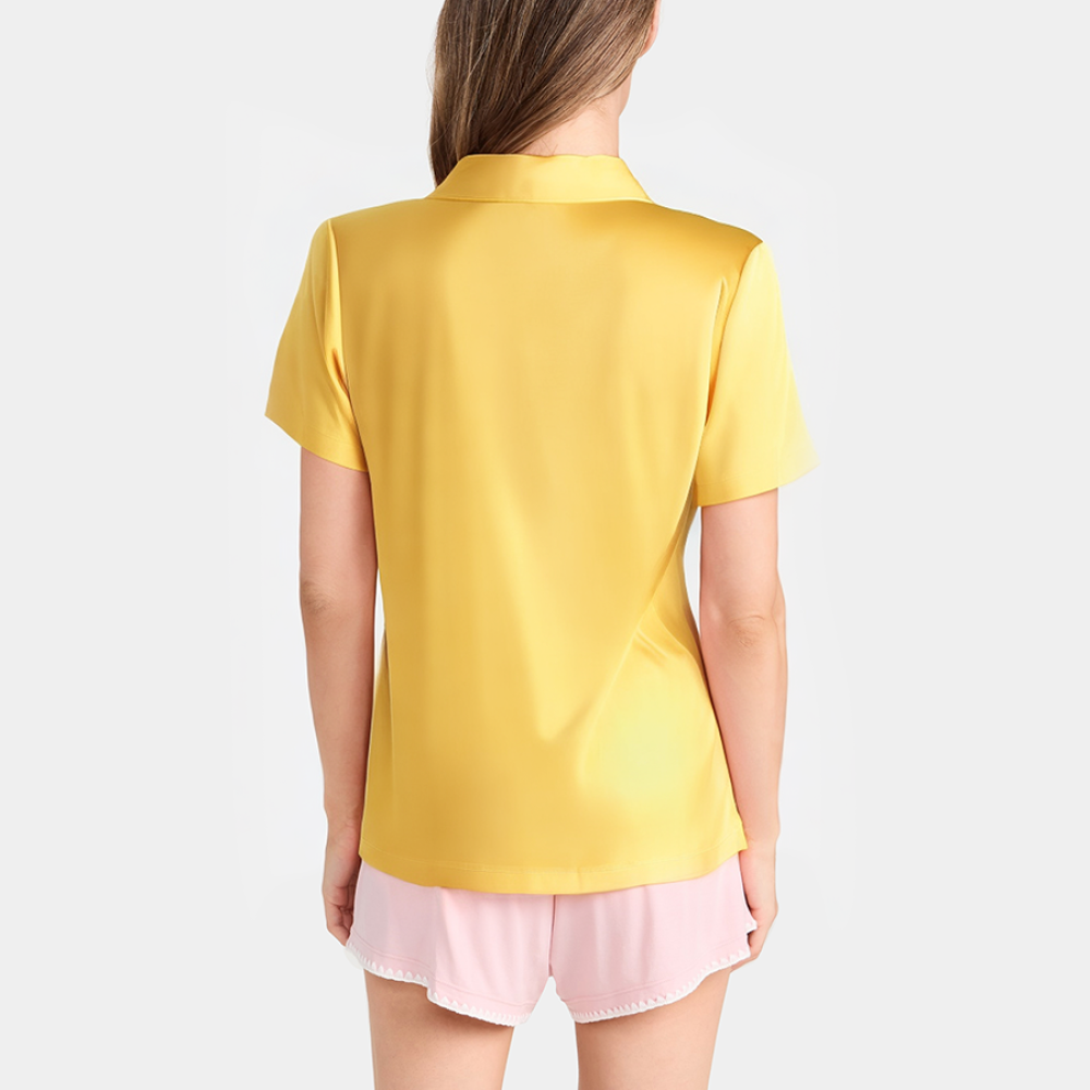 Yellow casual women's short-sleeved pajamas