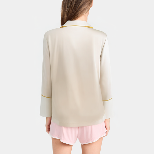 Casual satin women's long sleeve pajamas