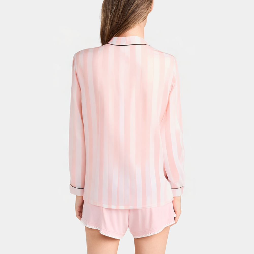Striped satin women's long sleeve pajamas