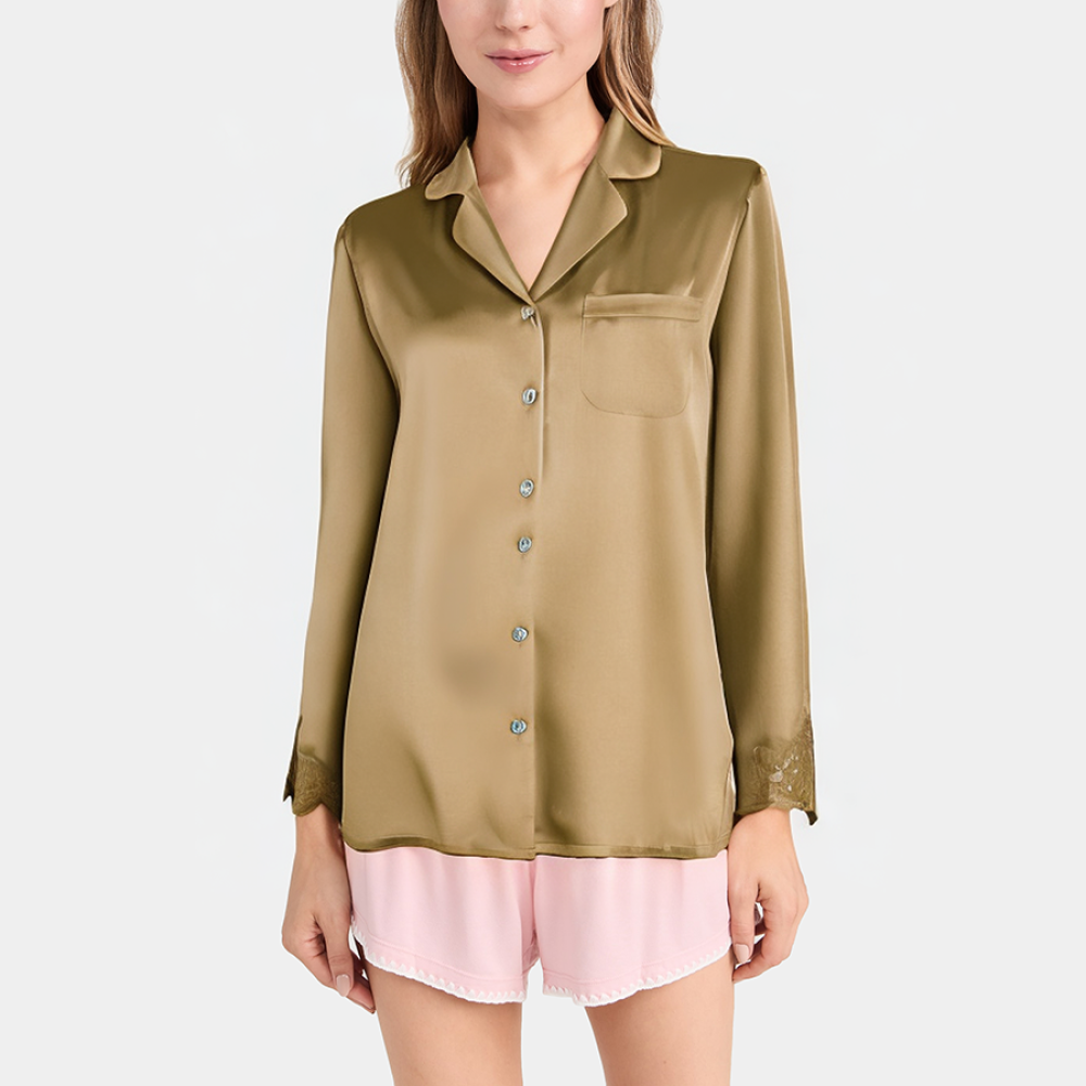 Simple satin lapel women's pajamas