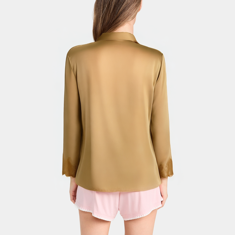 Simple satin lapel women's pajamas