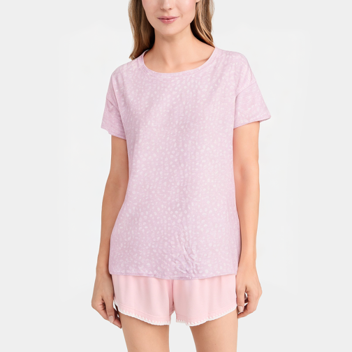 Round neck breathable women's short-sleeved pajamas