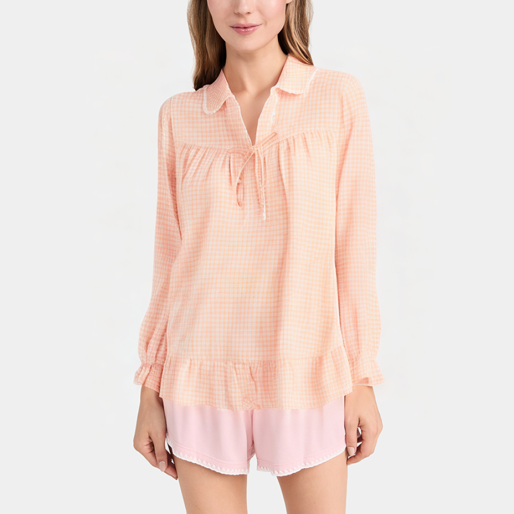 Plaid breathable loose women's pajamas