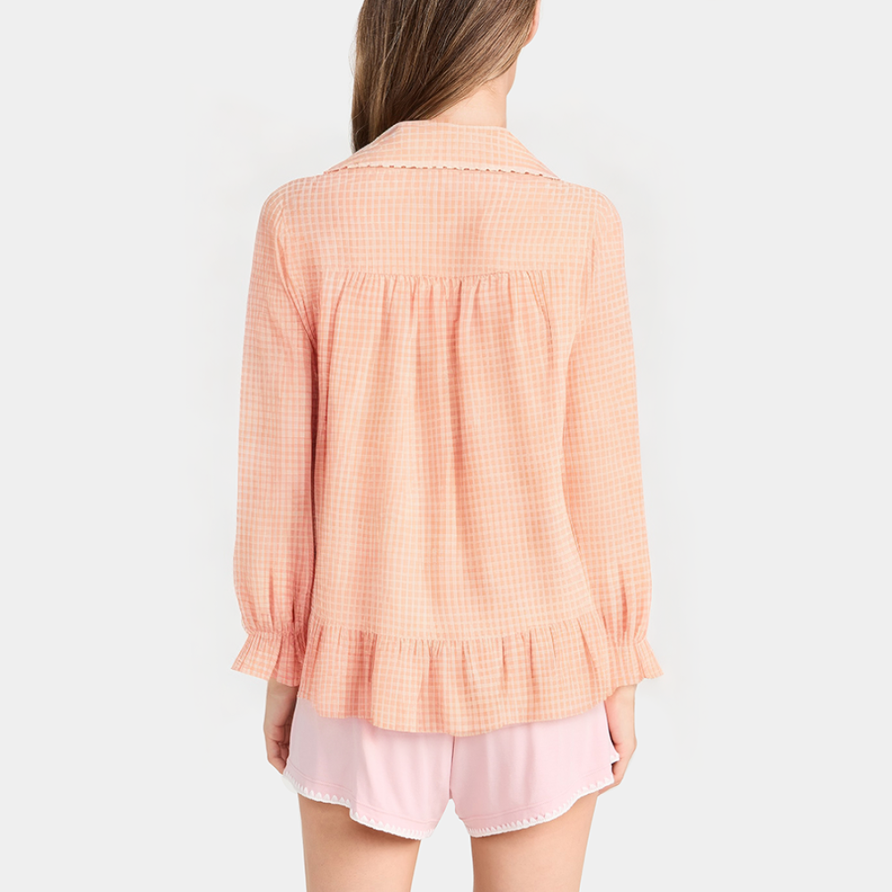 Plaid breathable loose women's pajamas