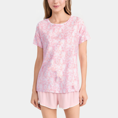 Round neck printed casual women's pajamas
