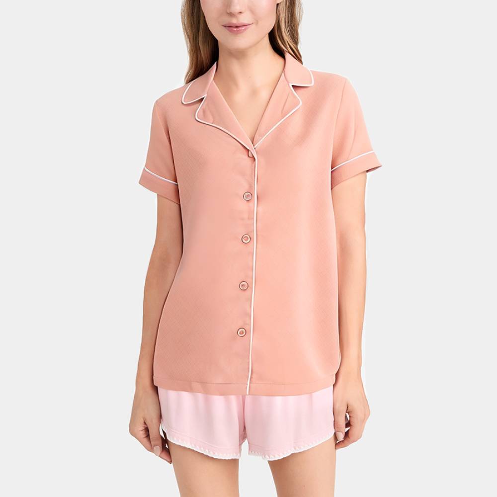 Luxurious satin lapel women's pajamas