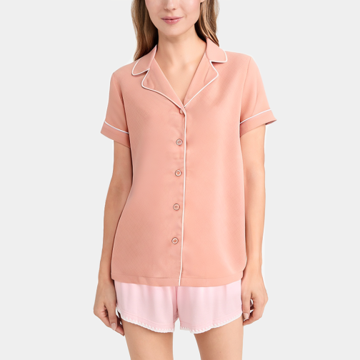 Luxurious satin lapel women's pajamas