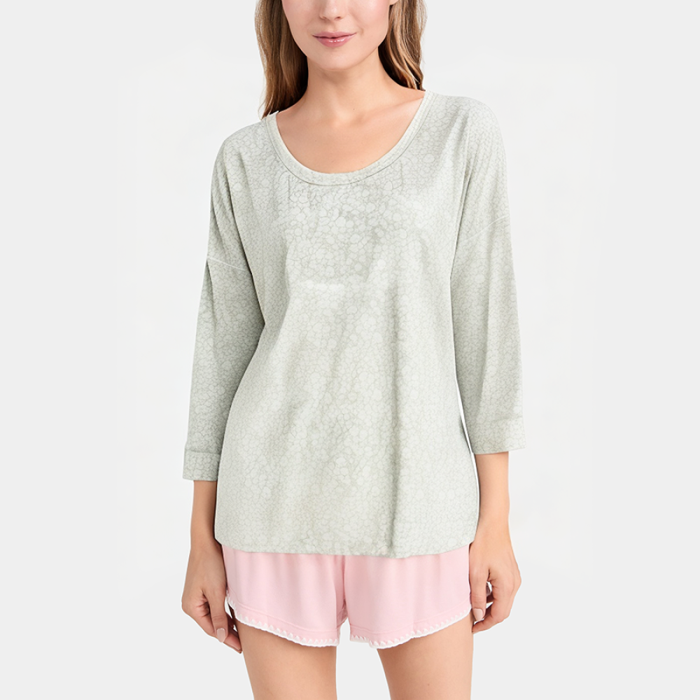 Printed round neck women's long-sleeved pajamas