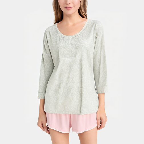 Printed round neck women's long-sleeved pajamas