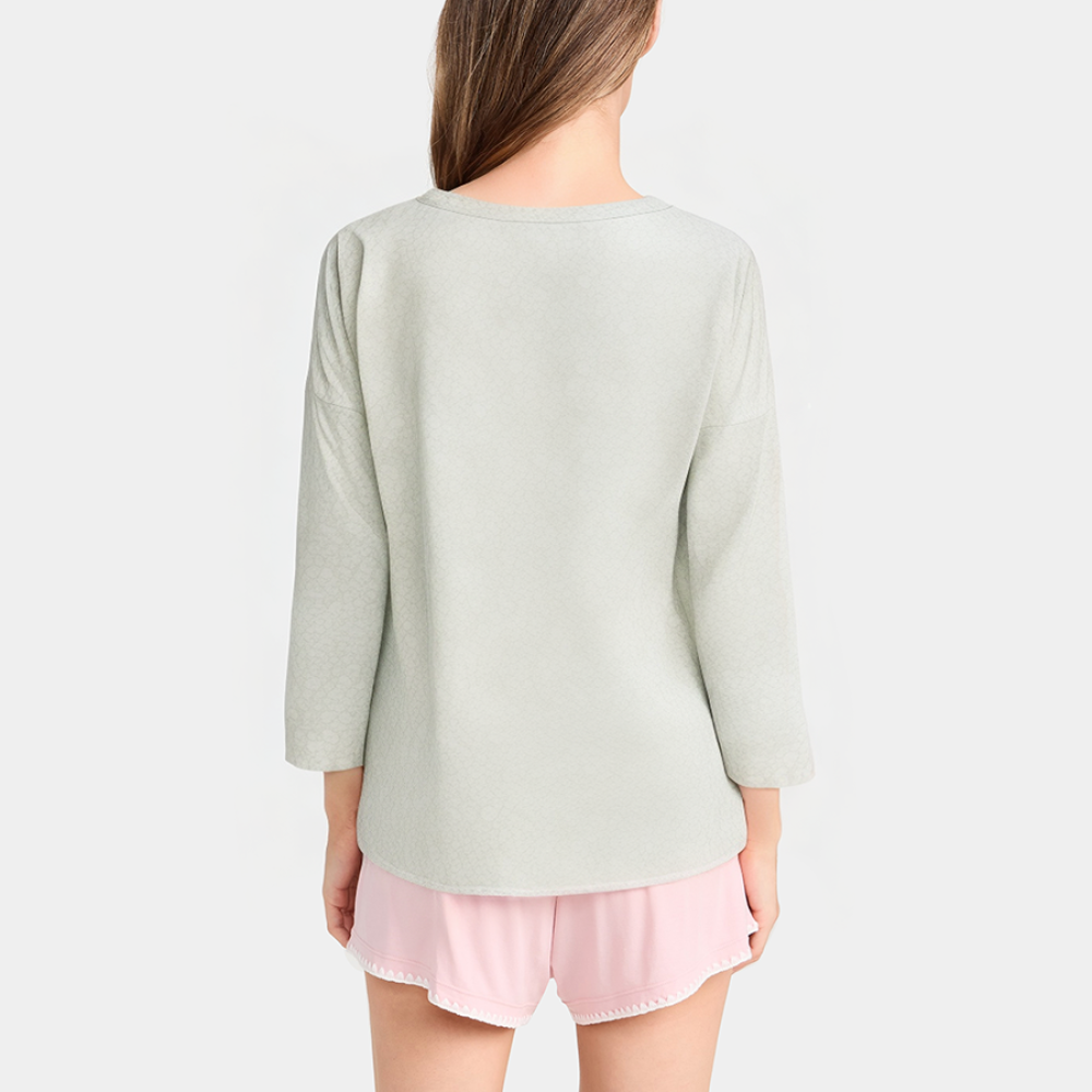 Printed round neck women's long-sleeved pajamas