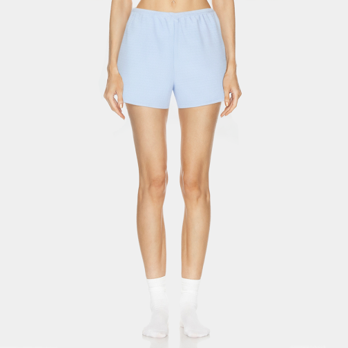 Blue simple breathable women's short pajamas