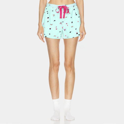 Printed elastic waist women's pajama shorts