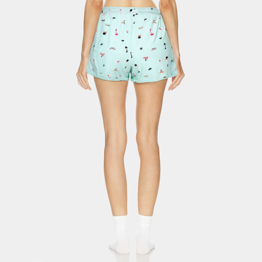 Printed elastic waist women's pajama shorts