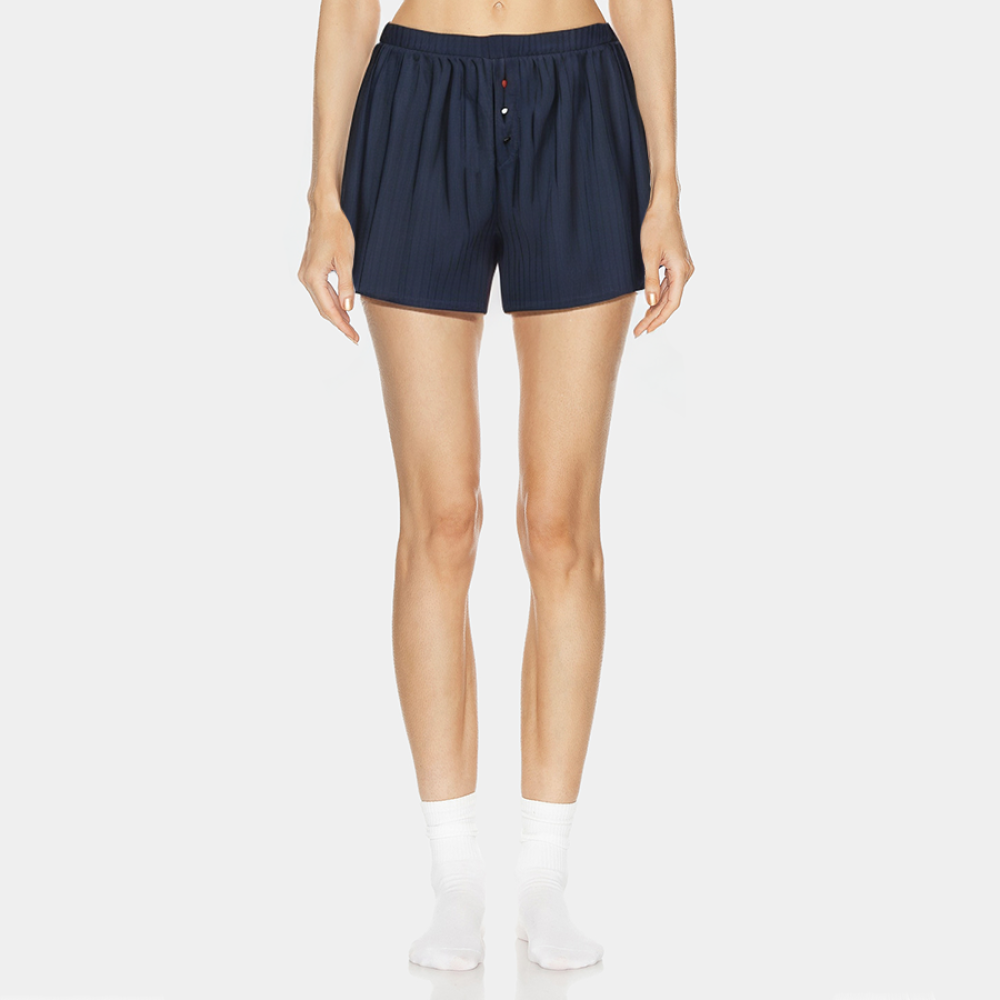 Casual ribbed straight women's pajama shorts