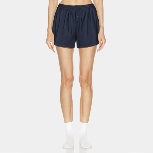 Casual ribbed straight women's pajama shorts