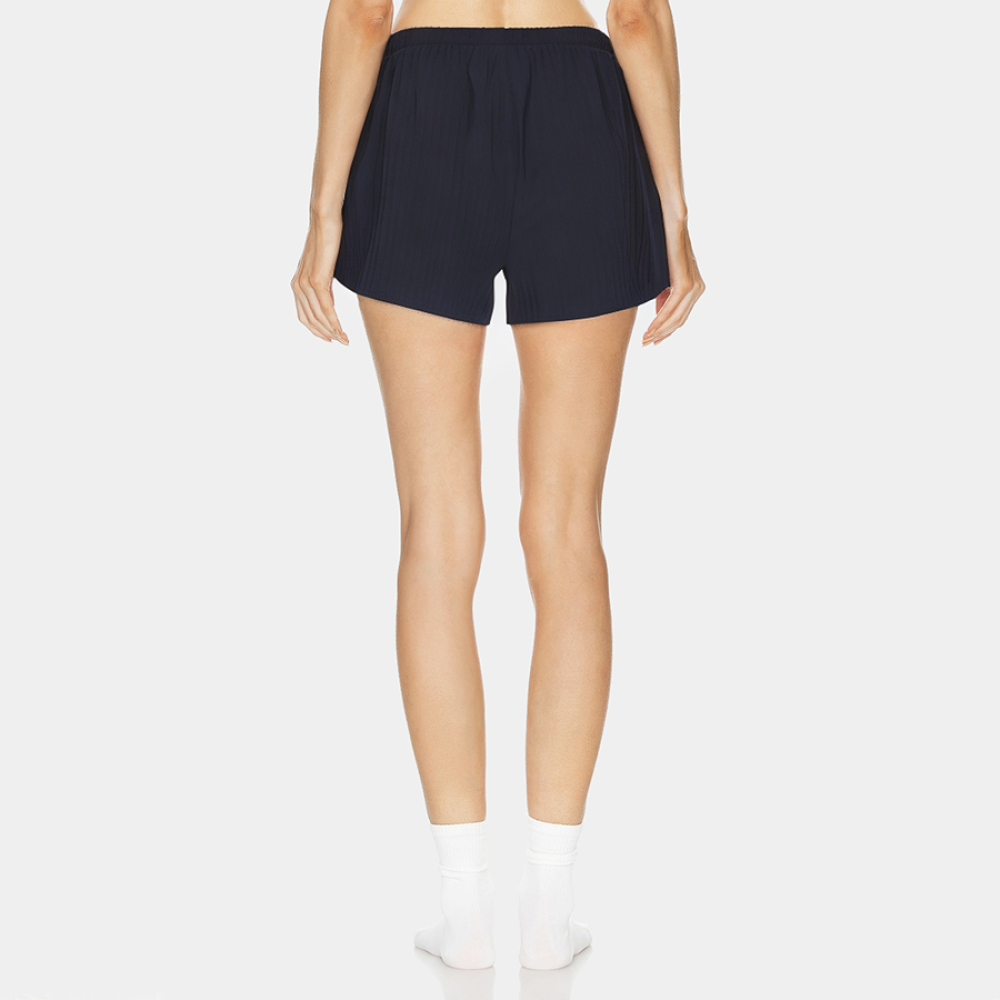Casual ribbed straight women's pajama shorts