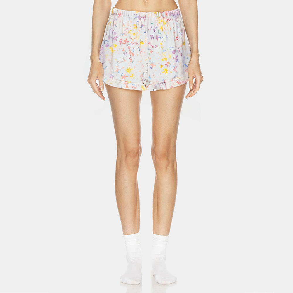 Floral print loose women's pajama shorts