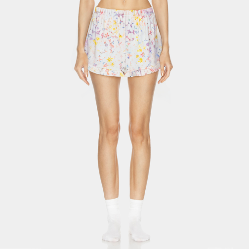 Floral print loose women's pajama shorts