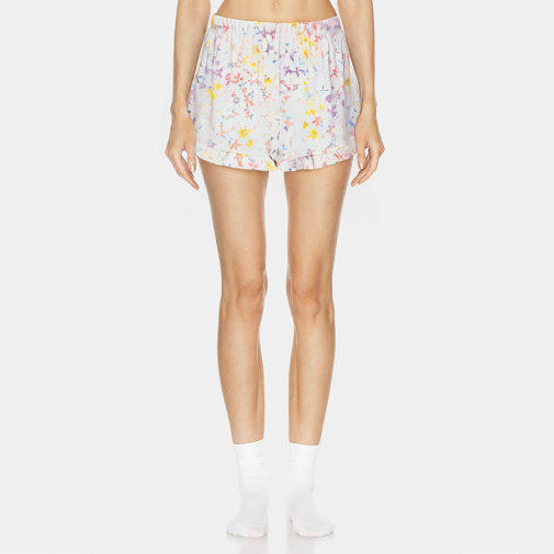 Floral print loose women's pajama shorts