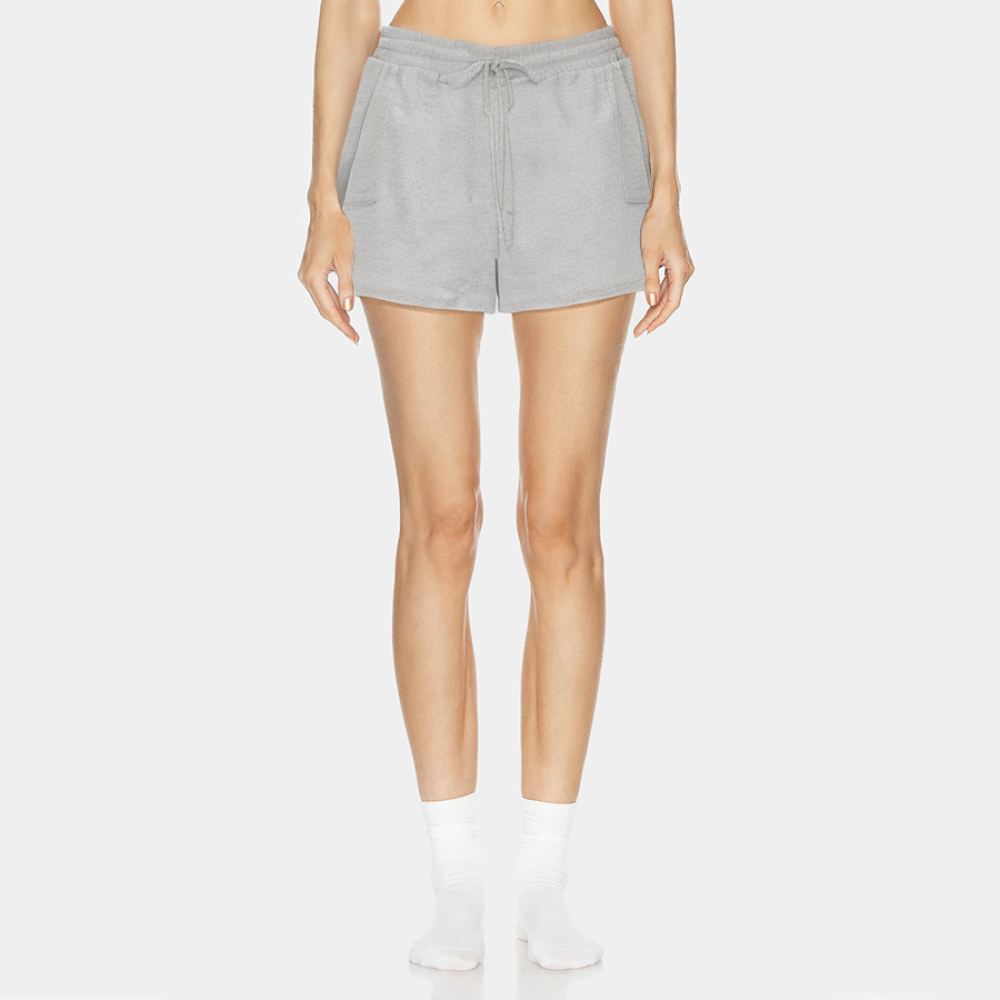 Grey elastic waist women's pajama shorts