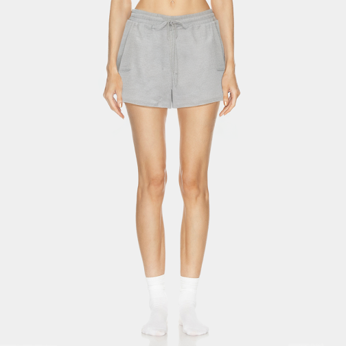 Grey elastic waist women's pajama shorts
