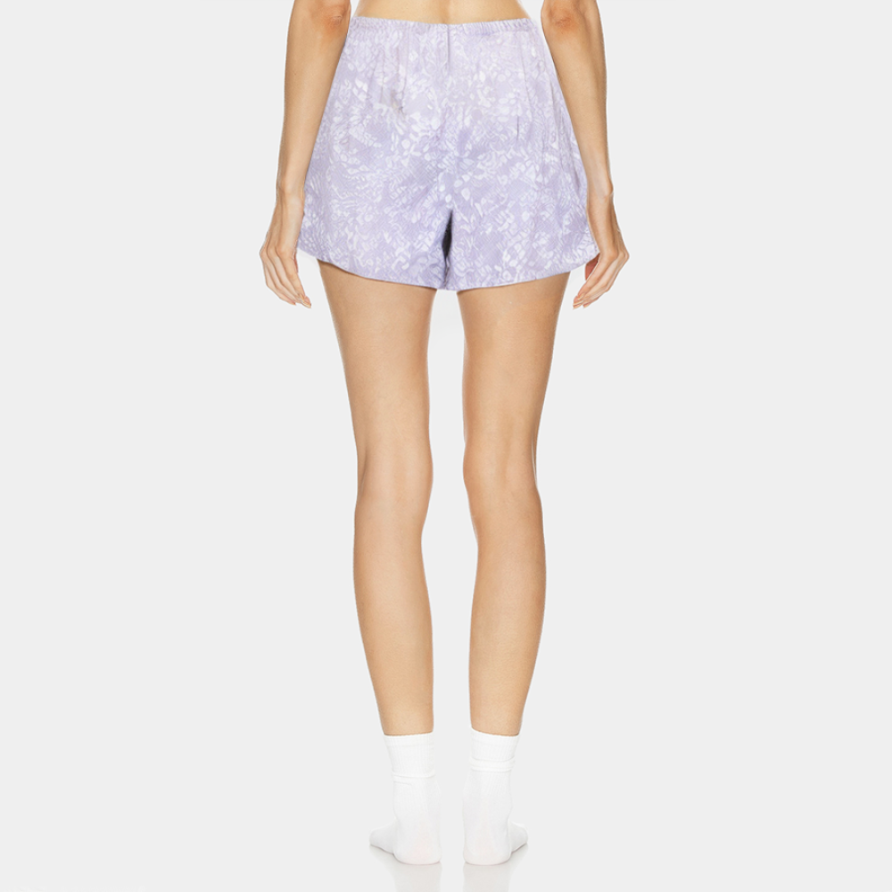 Purple printed elastic waist women's pajama shorts